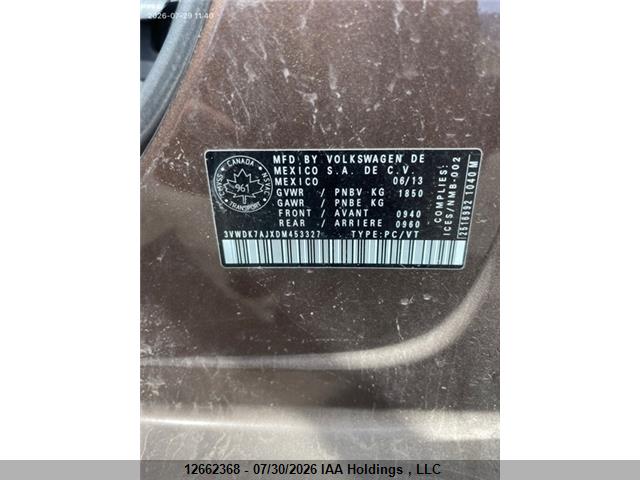 2013 Volkswagen Jetta Se მანქანა იყიდება აუქციონზე, vin: 3VWDK7AJXDM453327, აუქციონის ნომერი: 12662368
