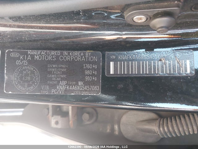 2016 Kia Forte მანქანა იყიდება აუქციონზე, vin: KNAFK4A6XG5457083, აუქციონის ნომერი: 12662390