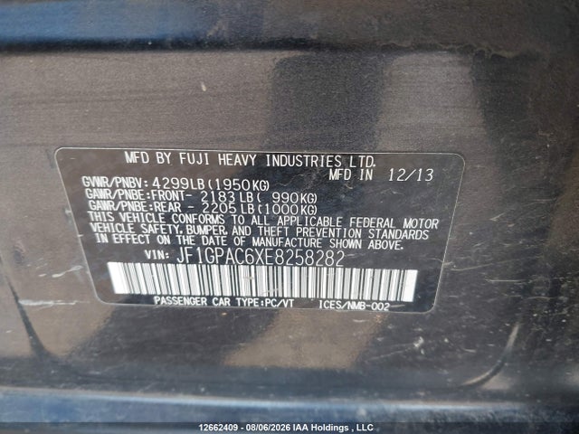Subaru Impreza Premium 2014 JF1GPAC6XE8258282 Image 9
