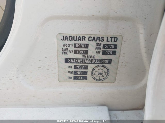 12662412 :رقم المزاد ، SAJXA51A08WJ35330 vin ، 2008 Jaguar X-type 3.0 مزاد بيع