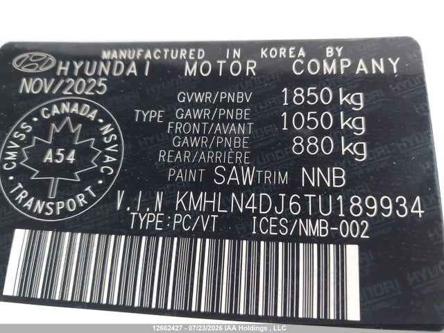 Продажа на аукционе авто 2026 Hyundai Elantra Limited, vin: KMHLN4DJ6TU189934, номер лота: 12662427