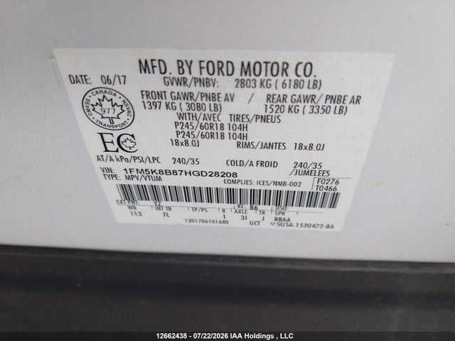 Ford Explorer 2017 1FM5K8B87HGD28208 Image 19