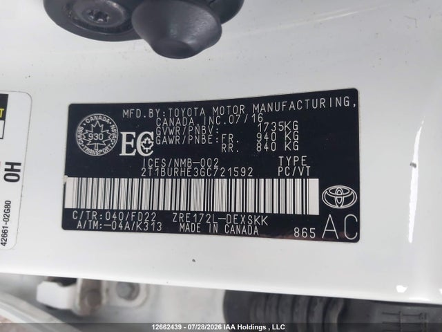 Toyota Corolla S 2016 2T1BURHE3GC721592 Image 9