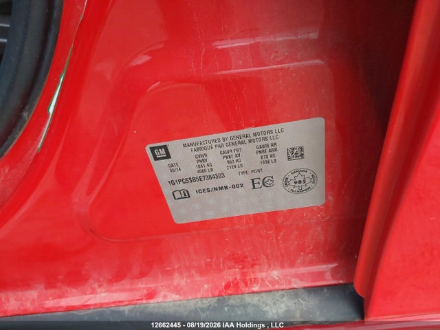 12662445 :رقم المزاد ، 1G1PC5SB5E7384303 vin ، 2014 Chevrolet Cruze 1lt مزاد بيع