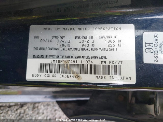 JM1BN1U74H1111034 Mazda 3 SPORT