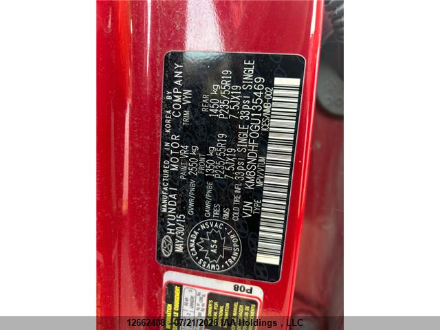KM8SNDHF0GU135469 Hyundai Santa Fe Se/limited