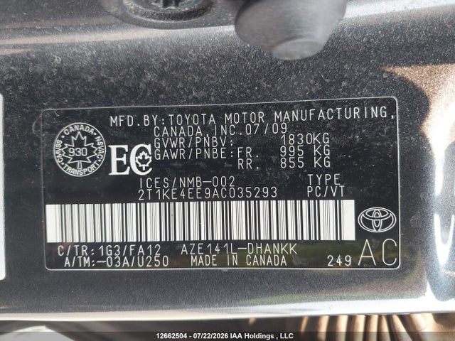 2010 Toyota Matrix Xr მანქანა იყიდება აუქციონზე, vin: 2T1KE4EE9AC035293, აუქციონის ნომერი: 12662504