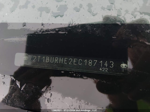 2014 Toyota Corolla L/le/le Pls/prm/s/s Pls მანქანა იყიდება აუქციონზე, vin: 2T1BURHE2EC187143, აუქციონის ნომერი: 12662521