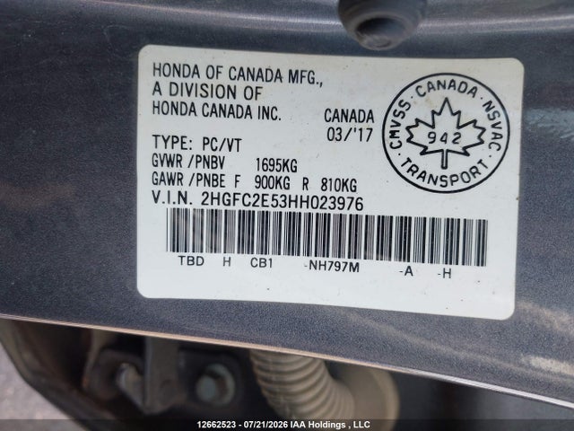 Honda Civic Lx 2017 2HGFC2E53HH023976 Image 9