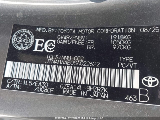 JTNABAAE0SA022622 Toyota Gr Corolla
