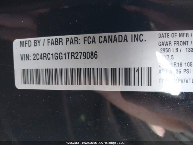 Продажа на аукционе авто 2026 Chrysler Pacifica Limited, vin: 2C4RC1GG1TR279086, номер лота: 12662561