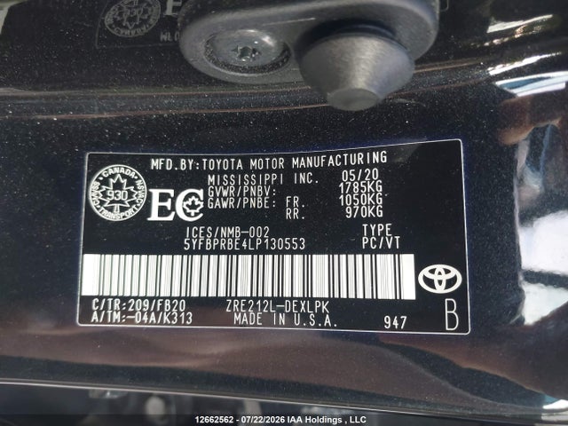 5YFBPRBE4LP130553 Toyota COROLLA LE