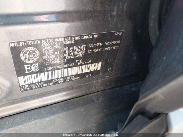 2020 Toyota Rav4 Le მანქანა იყიდება აუქციონზე, vin: 2T3B1RFVXLC081457, აუქციონის ნომერი: 12662575