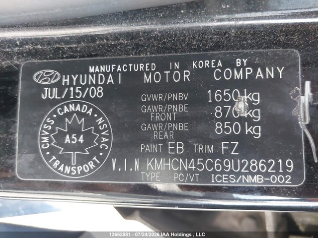 Продаж на аукціоні авто 2009 Hyundai Accent 25th Anniversary/gl/gls/l, vin: KMHCN45C69U286219, номер лоту: 12662581