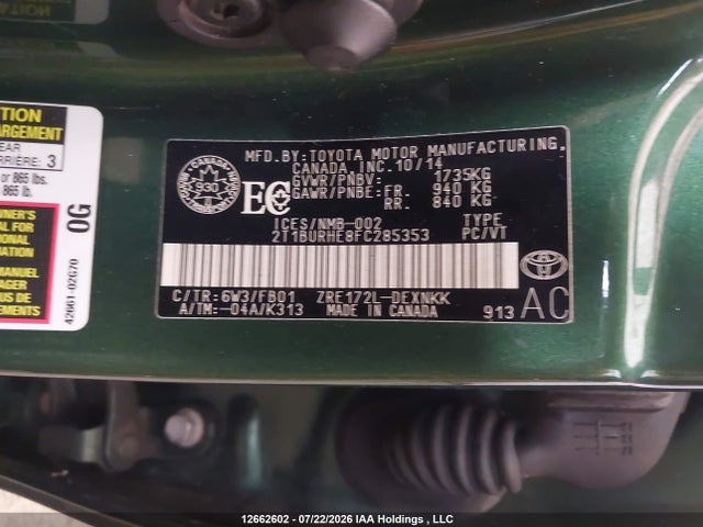 Toyota COROLLA LE 2015 2T1BURHE8FC285353 Image 9