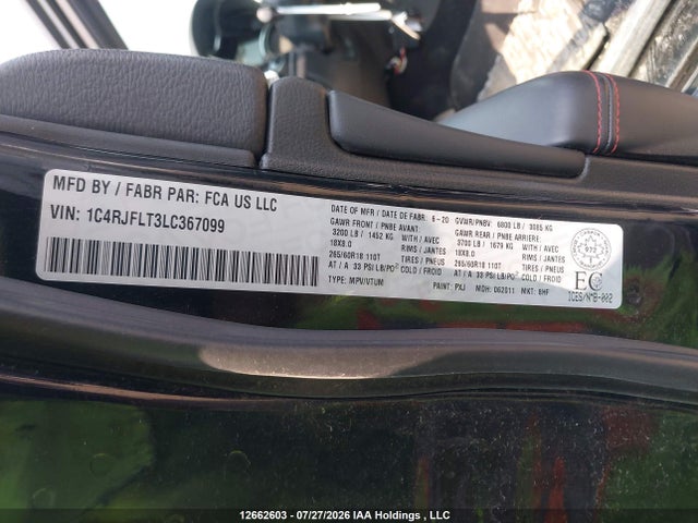Продажа на аукционе авто 2020 Jeep Grand Cherokee Trailhawk, vin: 1C4RJFLT3LC367099, номер лота: 12662603