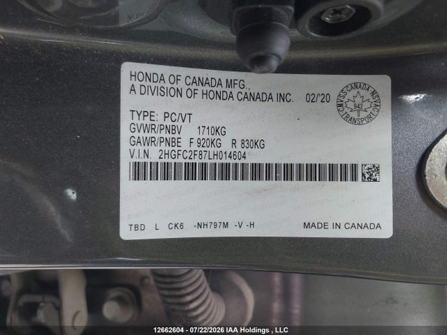 2HGFC2F87LH014604 Honda Civic