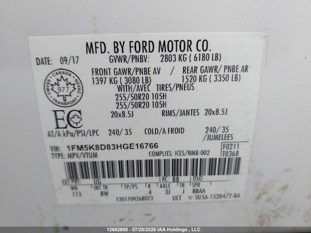 Ford EXPLORER XLT 2017 1FM5K8D83HGE16766 Image 19