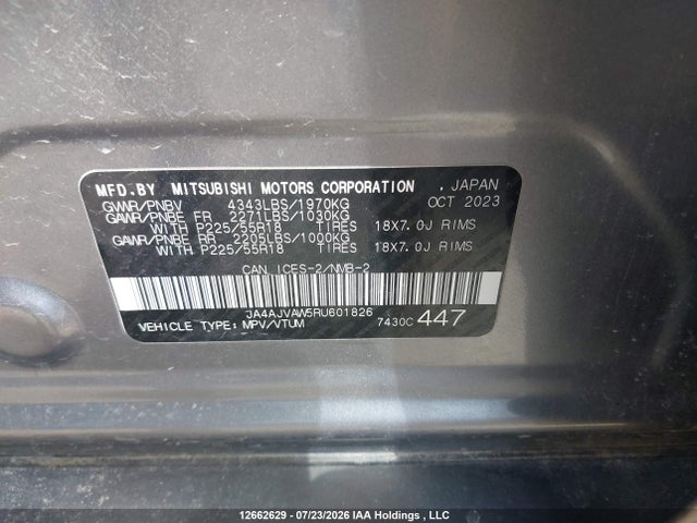 Продаж на аукціоні авто 2024 Mitsubishi Rvr Gt/noir/se/sel, vin: JA4AJVAW5RU601826, номер лоту: 12662629