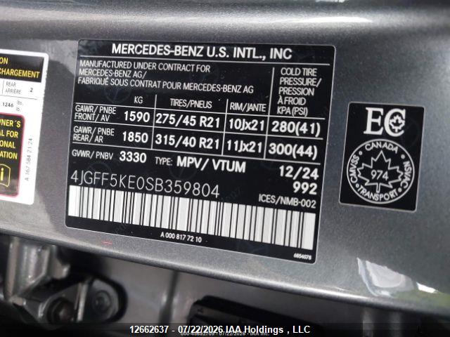 12662637 :رقم المزاد ، 4JGFF5KE0SB359804 vin ، 2025 Mercedes-benz Gls 450 4matic مزاد بيع