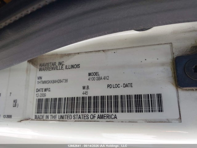 12662641 :رقم المزاد ، 1HTMWSKK8AH284736 vin ، 2010 International 4000 4100 مزاد بيع