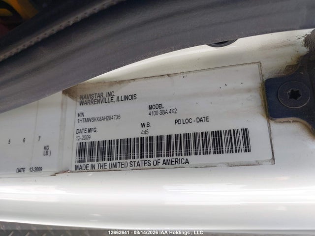 12662641 :رقم المزاد ، 1HTMWSKK8AH284736 vin ، 2010 International 4000 4100 مزاد بيع