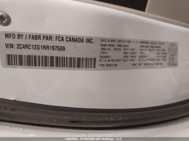 2C4RC1ZG1RR197509 Chrysler Grand Caravan Sxt