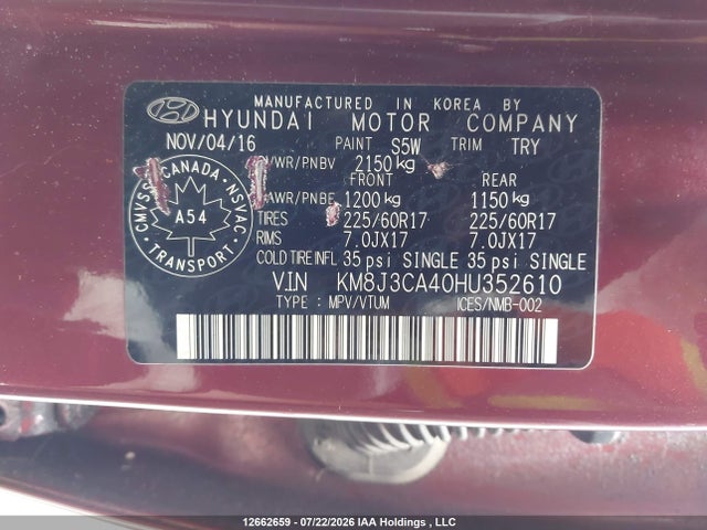Hyundai TUCSON SE 2017 KM8J3CA40HU352610 Image 19