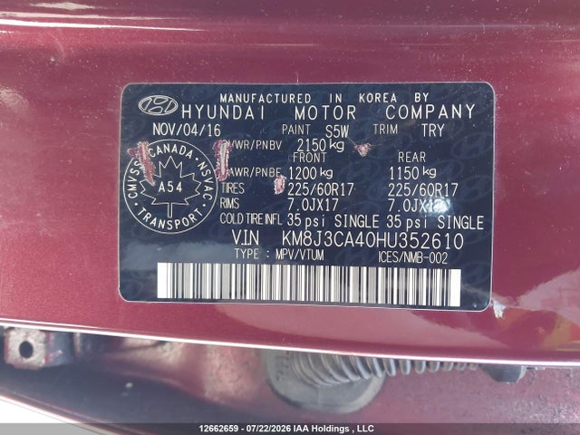 Hyundai TUCSON SE 2017 KM8J3CA40HU352610 Image 9