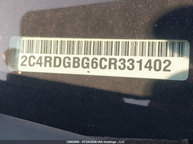 2012 Dodge Grand Caravan Se მანქანა იყიდება აუქციონზე, vin: 2C4RDGBG6CR331402, აუქციონის ნომერი: 12662680