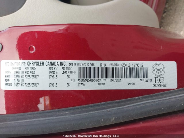 2C4RDGBGXFR574537 Dodge Grand Caravan Se/sxt