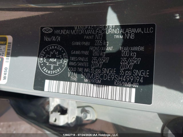 Hyundai TUCSON SEL 2025 5NMJBCDE9SH499194 Image 19