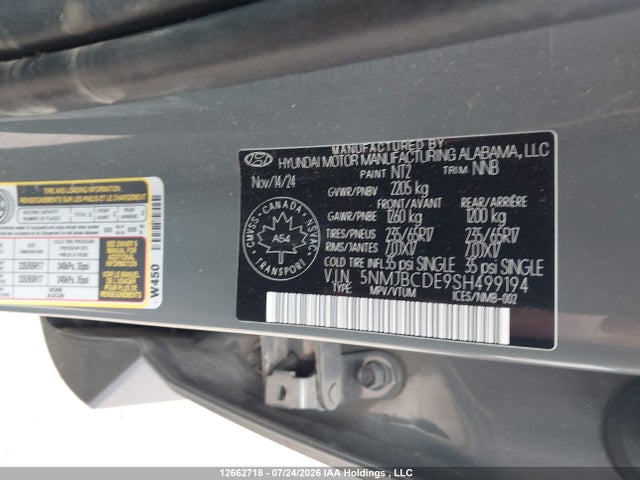Hyundai TUCSON SEL 2025 5NMJBCDE9SH499194 Image 9
