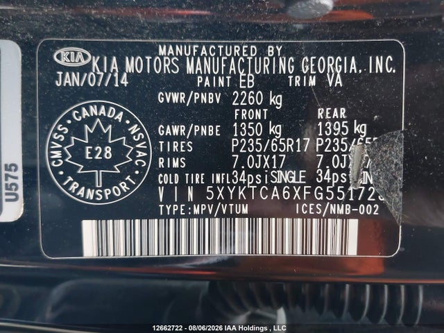 KIA Sorento 2015 5XYKTCA6XFG551723 Image 18