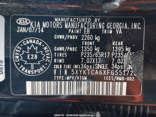 KIA Sorento 2015 5XYKTCA6XFG551723 Image 9