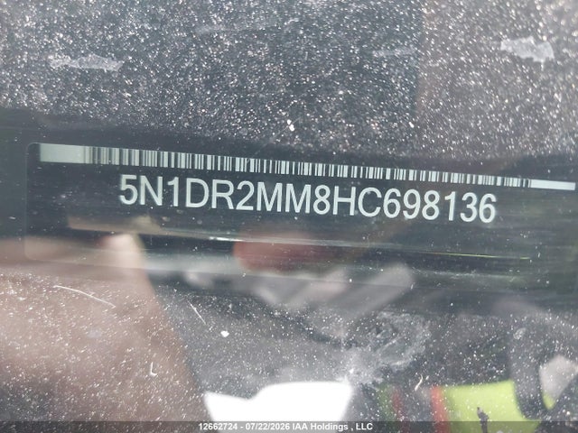 12662724 :رقم المزاد ، 5N1DR2MM8HC698136 vin ، 2017 Nissan Pathfinder S/sv/sl/platinum مزاد بيع