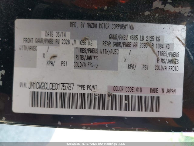 JM1CW2CL0E0175787 Mazda 5