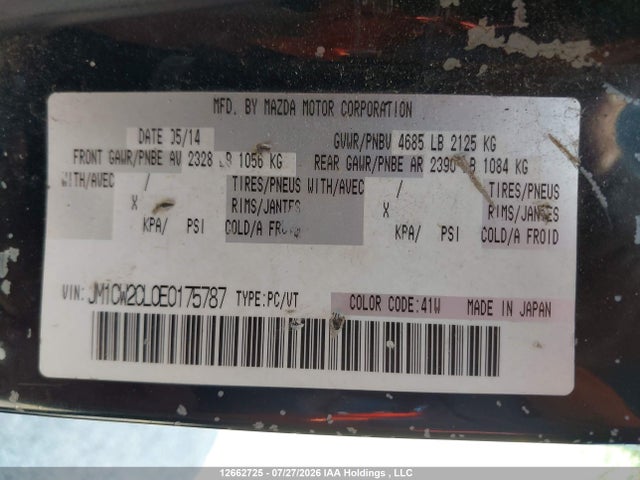 JM1CW2CL0E0175787 Mazda 5