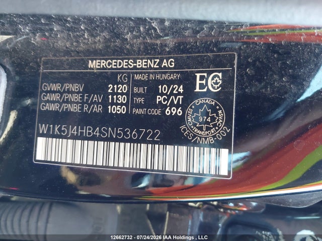 2025 Mercedes-benz Cla 250 4matic მანქანა იყიდება აუქციონზე, vin: W1K5J4HB4SN536722, აუქციონის ნომერი: 12662732