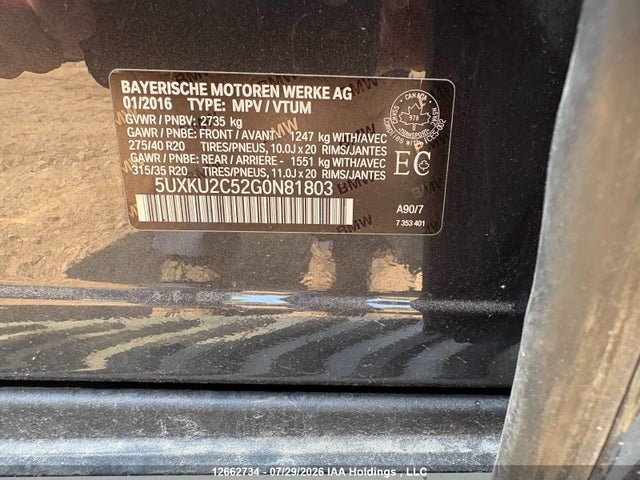 5UXKU2C52G0N81803 BMW X6 Xdrive35i