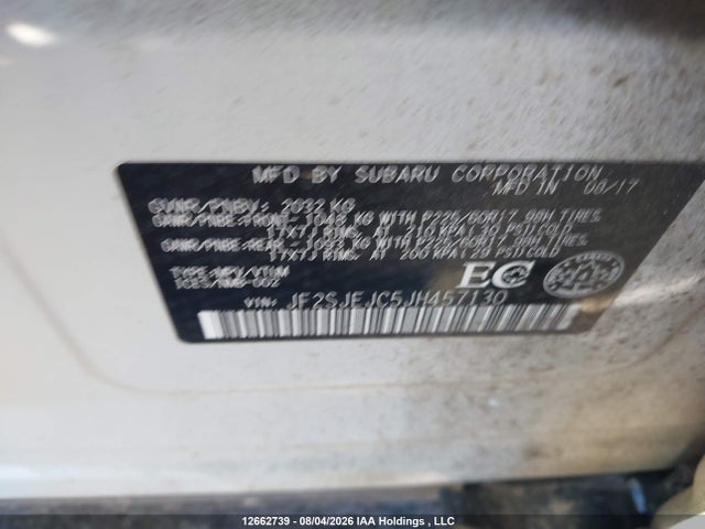 12662739 :رقم المزاد ، JF2SJEJC5JH457130 vin ، 2018 Subaru Forester 2.5i Limited مزاد بيع