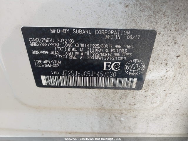 12662739 :رقم المزاد ، JF2SJEJC5JH457130 vin ، 2018 Subaru Forester 2.5i Limited مزاد بيع