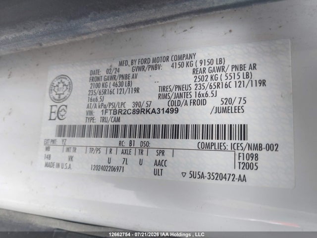 Ford Transit T-250 2024 1FTBR2C89RKA31499 Image 9