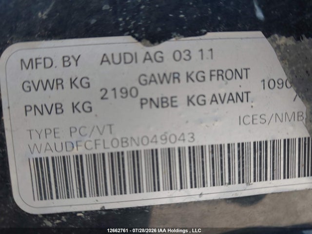 Aukcja sprzedaży 2011 Audi A4 Premium, vin: WAUDFCFL0BN049043, numer aukcji: 12662761