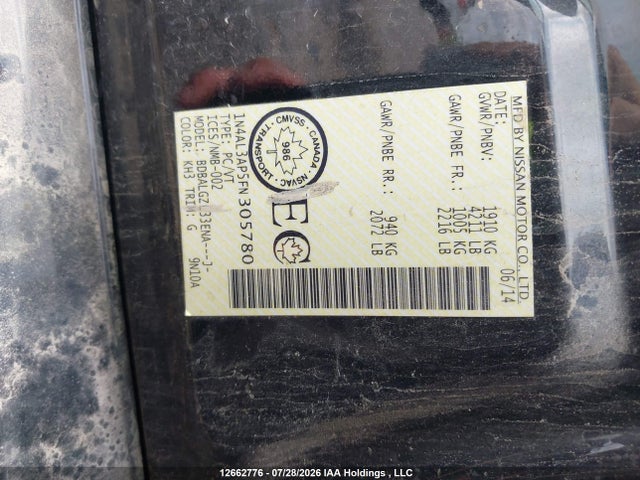 1N4AL3AP5FN305780 Nissan Altima 2.5/2.5 S/2.5 Sl/2.5 Sv