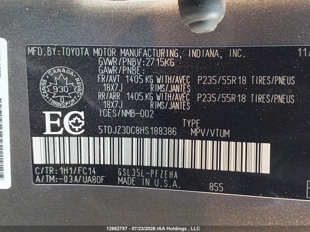 Toyota SIENNA LE 2017 5TDJZ3DC8HS188386 Image 9