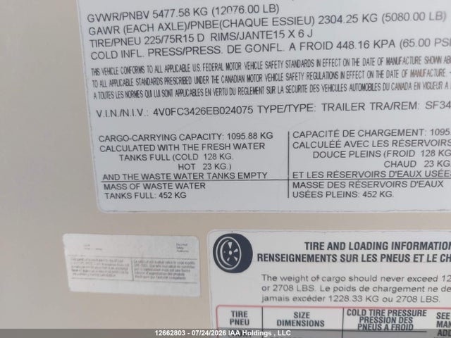 Продаж на аукціоні авто 2014 Crossroads Sunset, vin: 4V0FC3426EB024075, номер лоту: 12662803