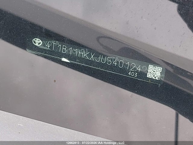 Aukcja sprzedaży 2018 Toyota Camry Se, vin: 4T1B11HKXJU540124, numer aukcji: 12662813
