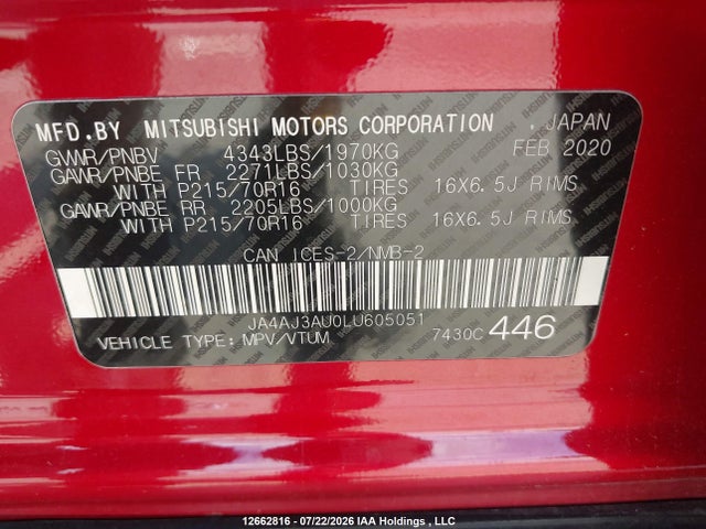JA4AJ3AU0LU605051 Mitsubishi RVR ES