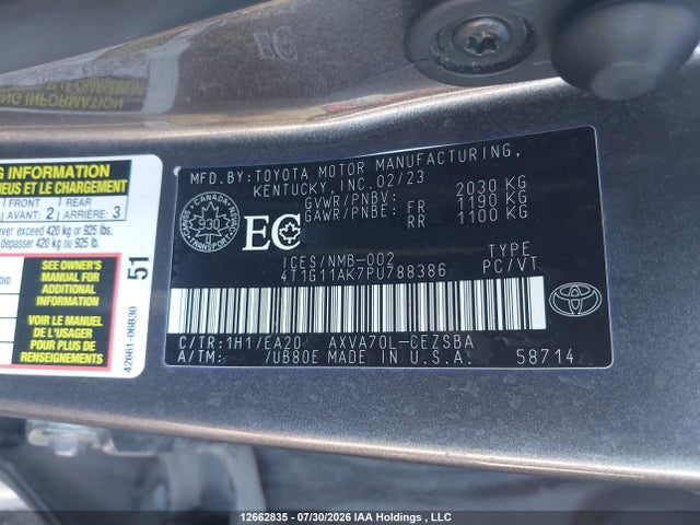 4T1G11AK7PU788386 Toyota Camry